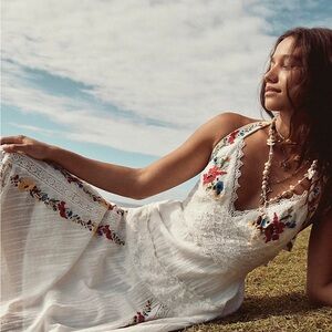 Free People Keila- Embroidered Lace Midi Dress